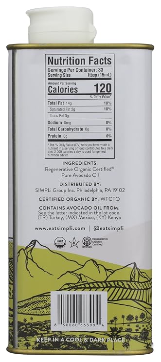 SIMPLi Regenerative Pure Avocado Oil, 16.9 fl oz