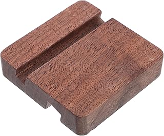 Wood Tablet and Cell Phone Holder Stand for Desk, Walnut Wood Double Groove Base, Compatible with Smartphones and Tablets, Portable Phone Desk Cradle
