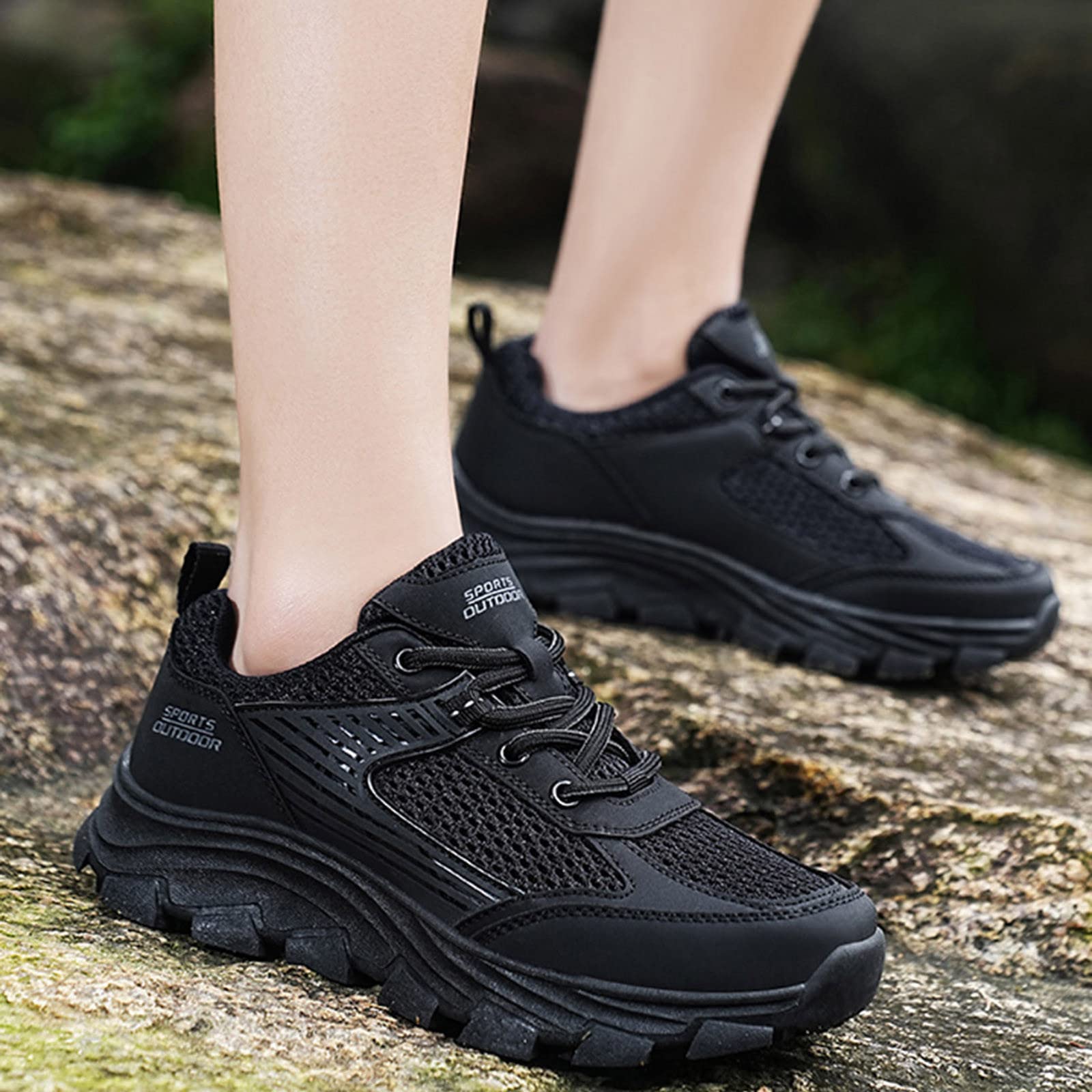 Scarpe Trekking Donna con Lacci Leggere Scarpe Tennis Scarpe da Antinfortunistiche Antiscivolo Impermeabili Scarpe da Trekking Scarpe Sneakers Sportive Nere Scarpe da Lavoro