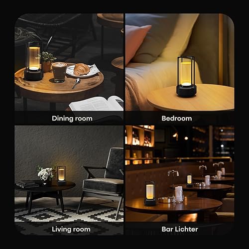 Miniatura 4 de Lámpara de mesa LED portátil inalámbrica, lámpara de escritorio recargable con sensor táctil (2600 mAh), regulable de tres niveles adecuada para