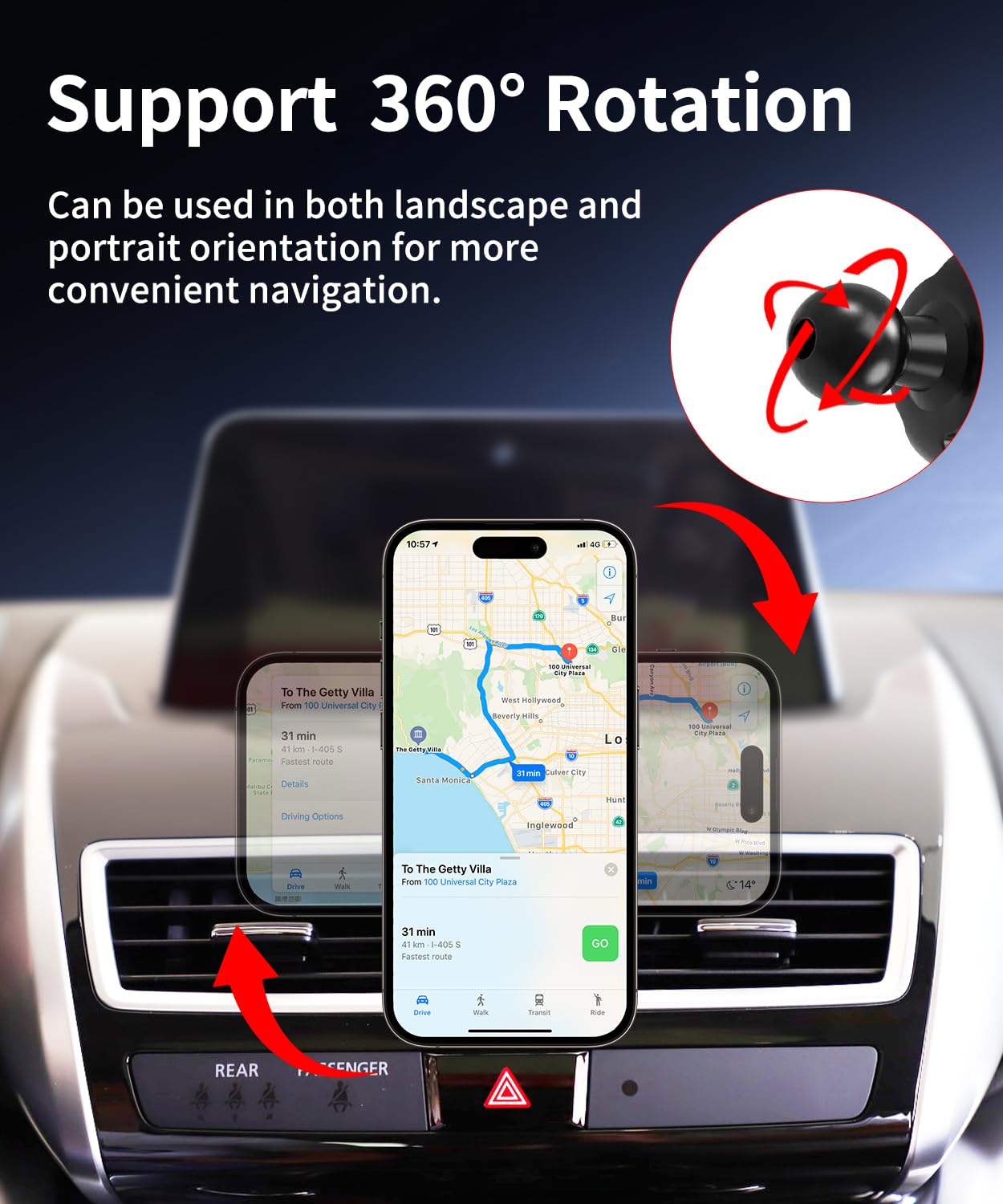 Supporto per telefono da auto per Mitsubishi Eclipse Cross 2018-2026, compatibile con MagSafe, rotazione a 360°, mani libere, non influisce sulla bocchetta dell'aria