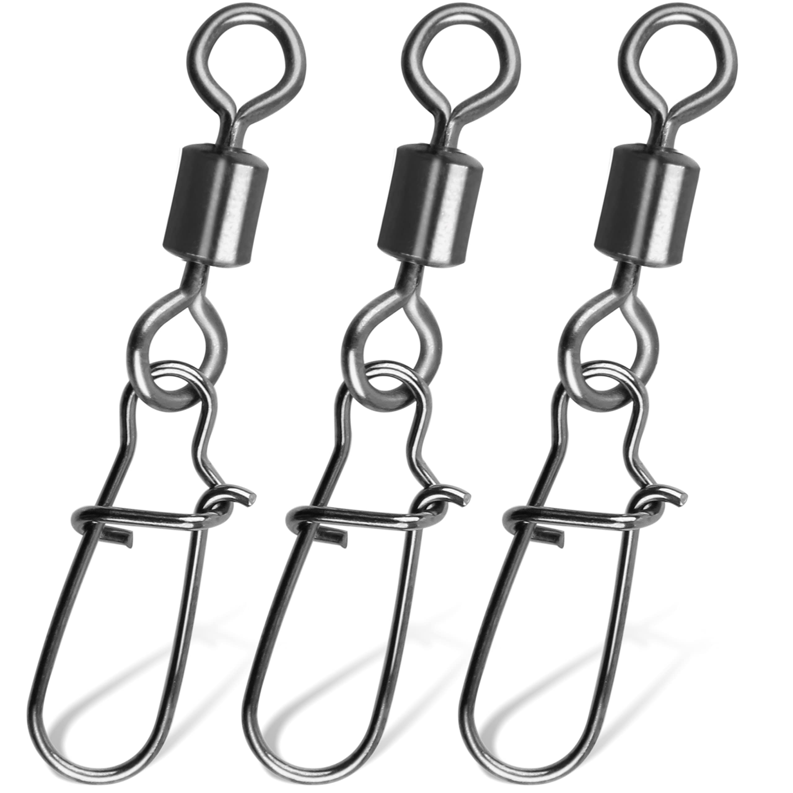 SILANON Fishing Swivels Snap Swivel- 120pcs Stainless Steel Connectors Rolling Barrel High-Strength Nice Snaps Swivel Fishing Accessories Fishing Tackle Kit