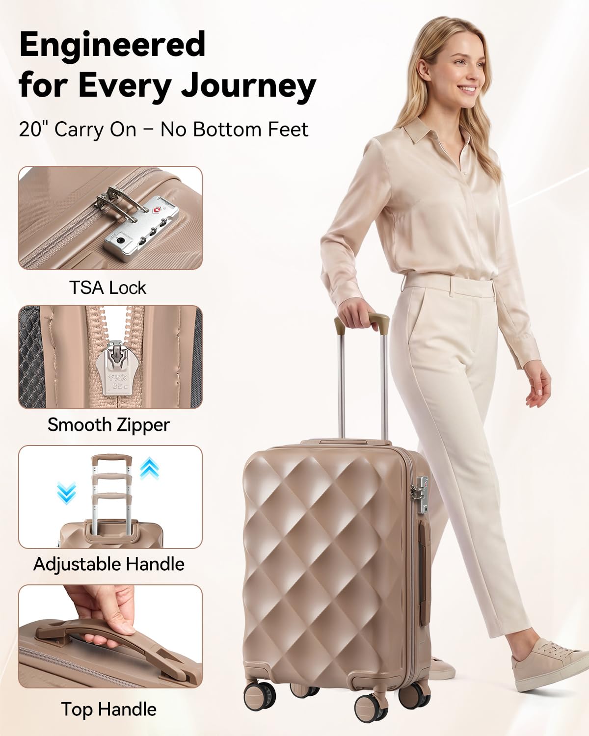 Sea choice Valigia Trolley Piccola ABS Bagaglio a Mano con Borsa da Toilette e Borsa da Viaggio Valigie con Lucchetto TSA Ruote a 360°
