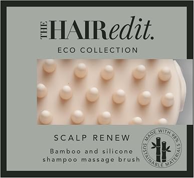 The Hair Edit Scalp Renew Bamboo Shampoo Massage Brush, Scalp Scrubber with Soft Silicone Bristles for Hair Growth, Exfoliation