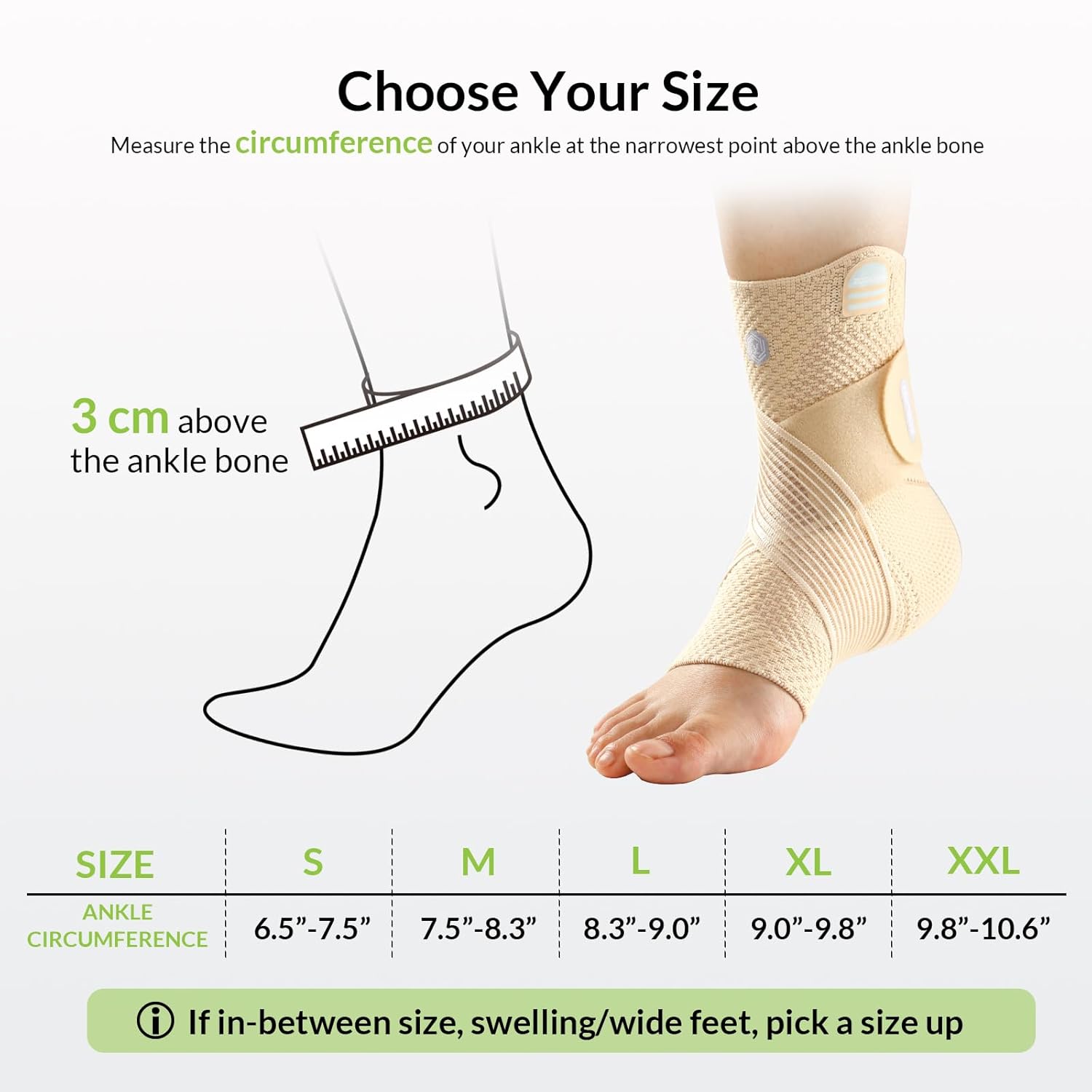 ZOELION Ankle Brace Compression Support with Removable Fishnet Strap, 3D Knit Plantar Fasciitis Relief Achilles Tendonitis Brace, Ankle Compression Sleeve for Pain Relief & Injury Healing, Beige/S