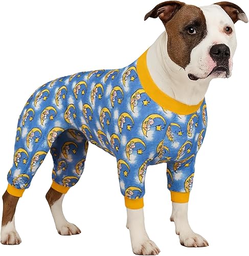 LovinPet Pitbull - Pijama para perro, alivio de la ansiedad de las mascotas, pijama de protección solar para perro, cómoda tela elástica, mameluco