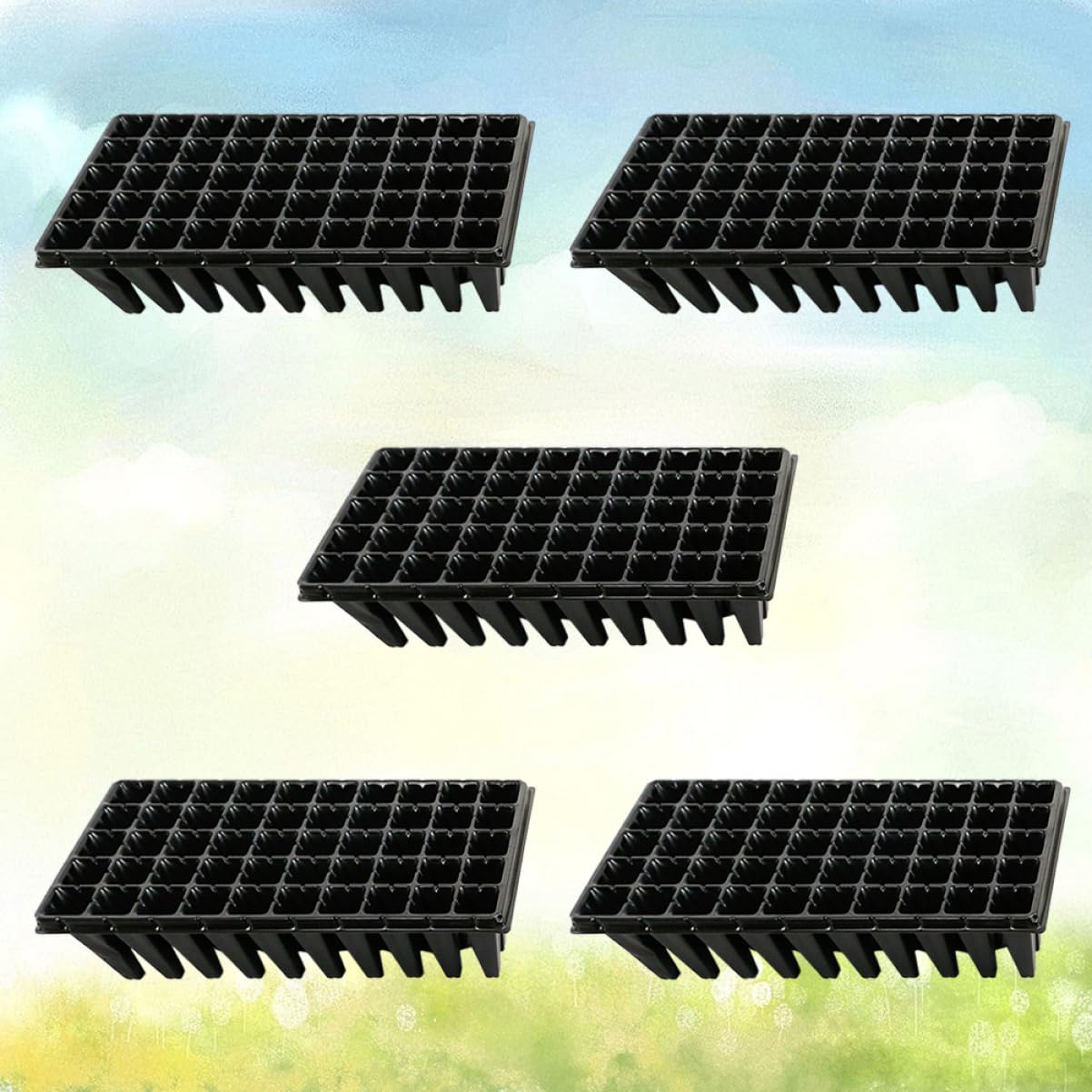 Plateau de Culture en PVC Noir 50 Cellules, Lot de 5 pour Semis