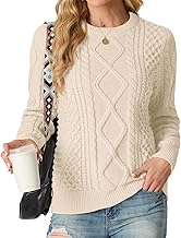 GRECERELLE Ladies Jumpers Crew Neck Cable Knitted Sweater Women's Jumpers Sweaters for Women UK Women Long Sleeve Jumper Pullover Tops