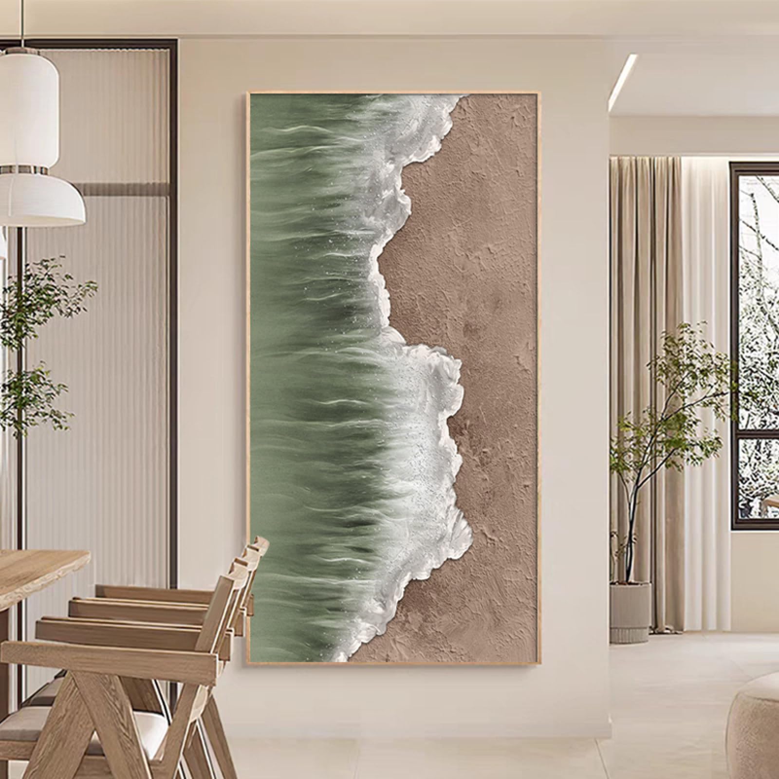 Peinture à l'huile plage abstraite faite main, œuvre d'art texturée pour apaiser votre intérieur