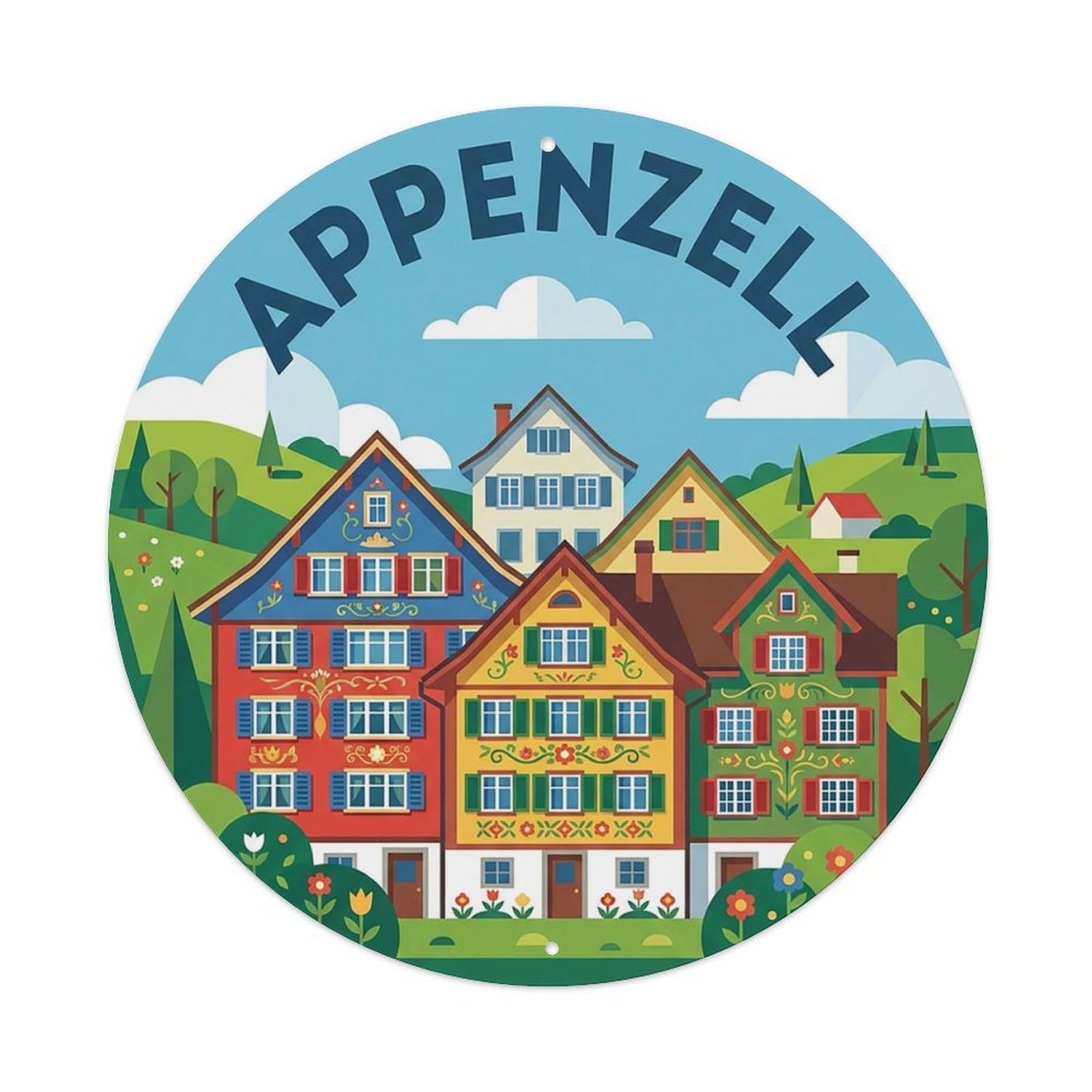Vintage Travel Switzerland Appenzell Vintage Metal Tin Sign Plaque Wall Decor for Cafe, Club Bar, Office, Garden Metal Poster 8x8Inch
