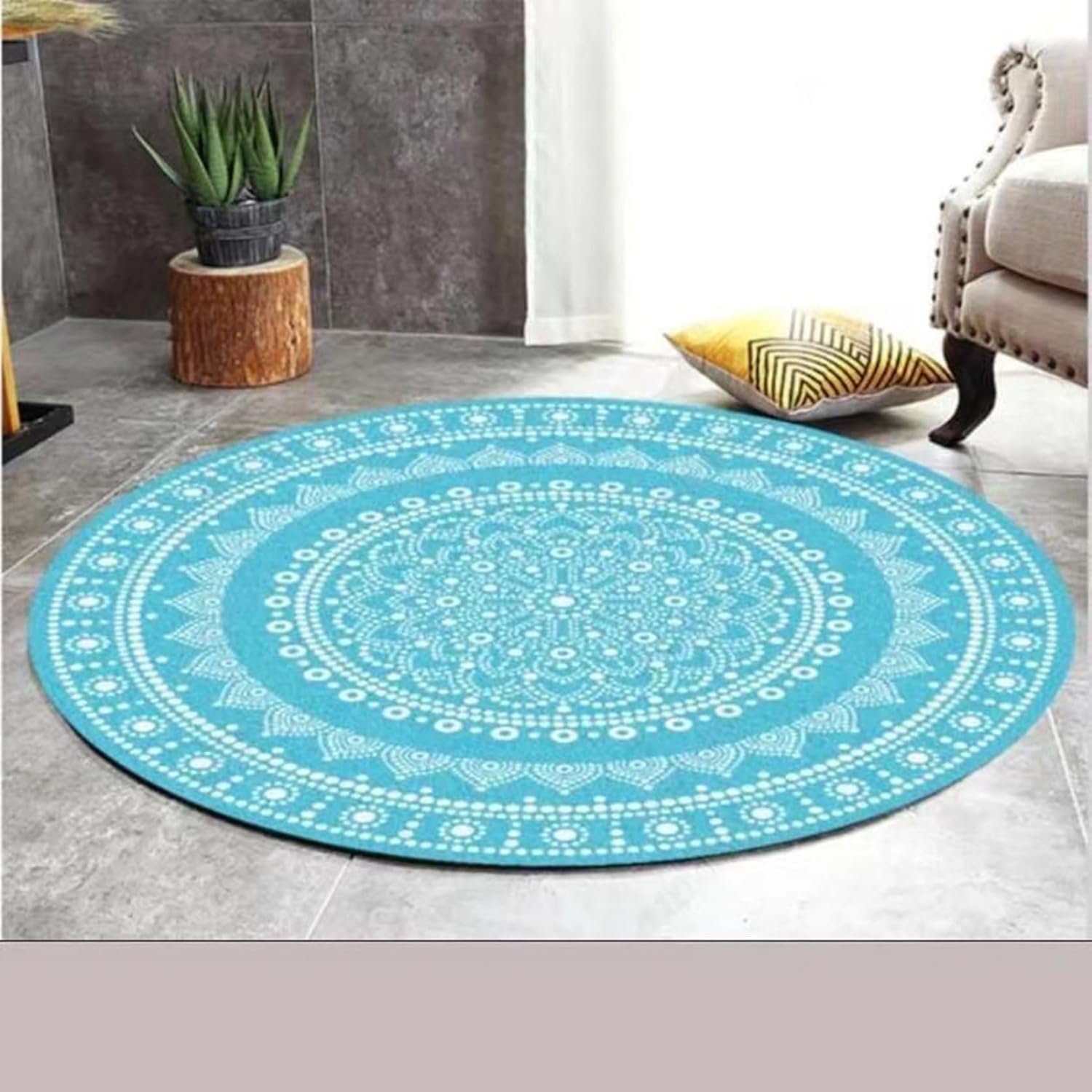 ゲーミングチェアマット 円形 マット チェアマット 床保護マット 大判 フロアマット エスニック風 花柄 レトロ 欧風 ゲーミング椅
