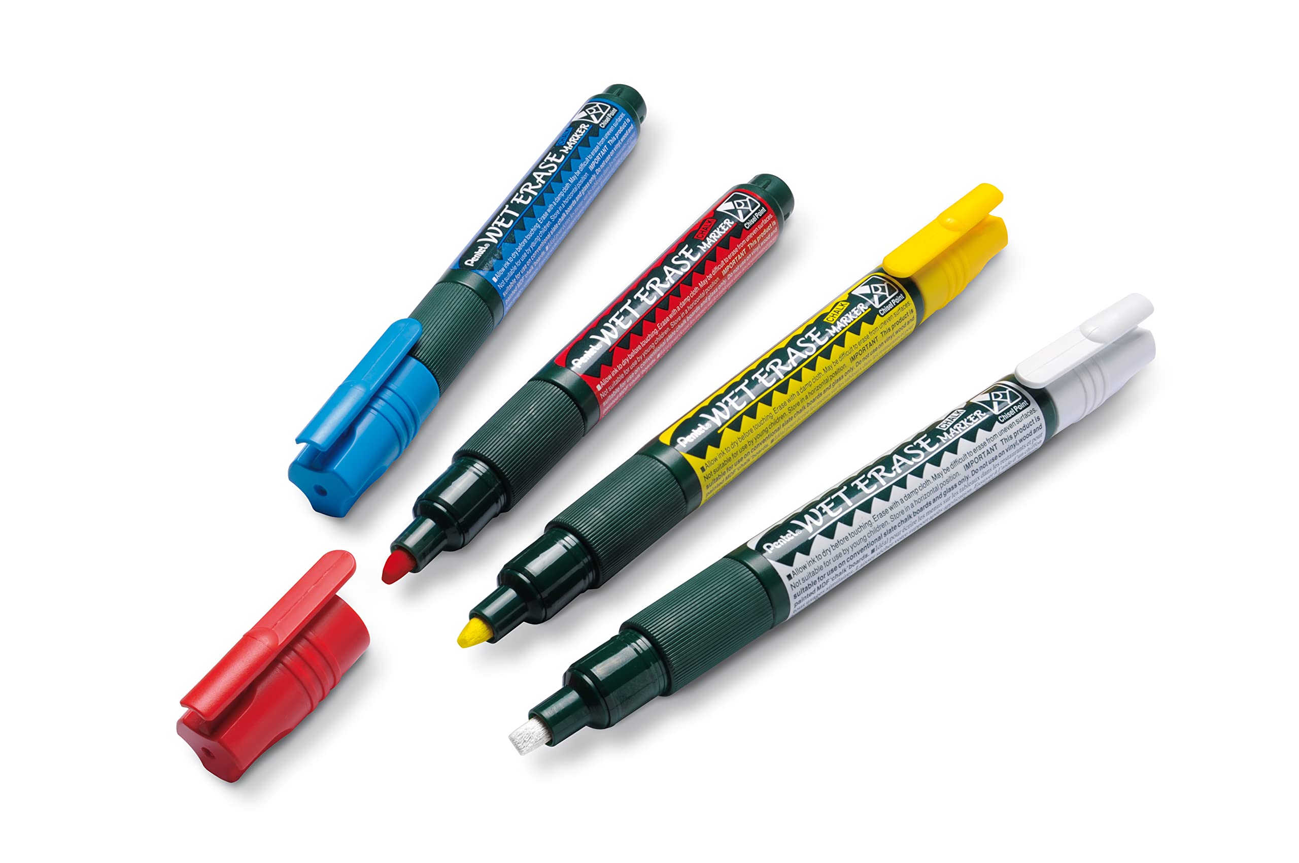 SMW26 Glas Marker, für temporäre Markierungen, nass abwischbar von glatten Flächen, Keilspitze (1,5-4,0 mm Strich), 4 Stück - farblich sortiert