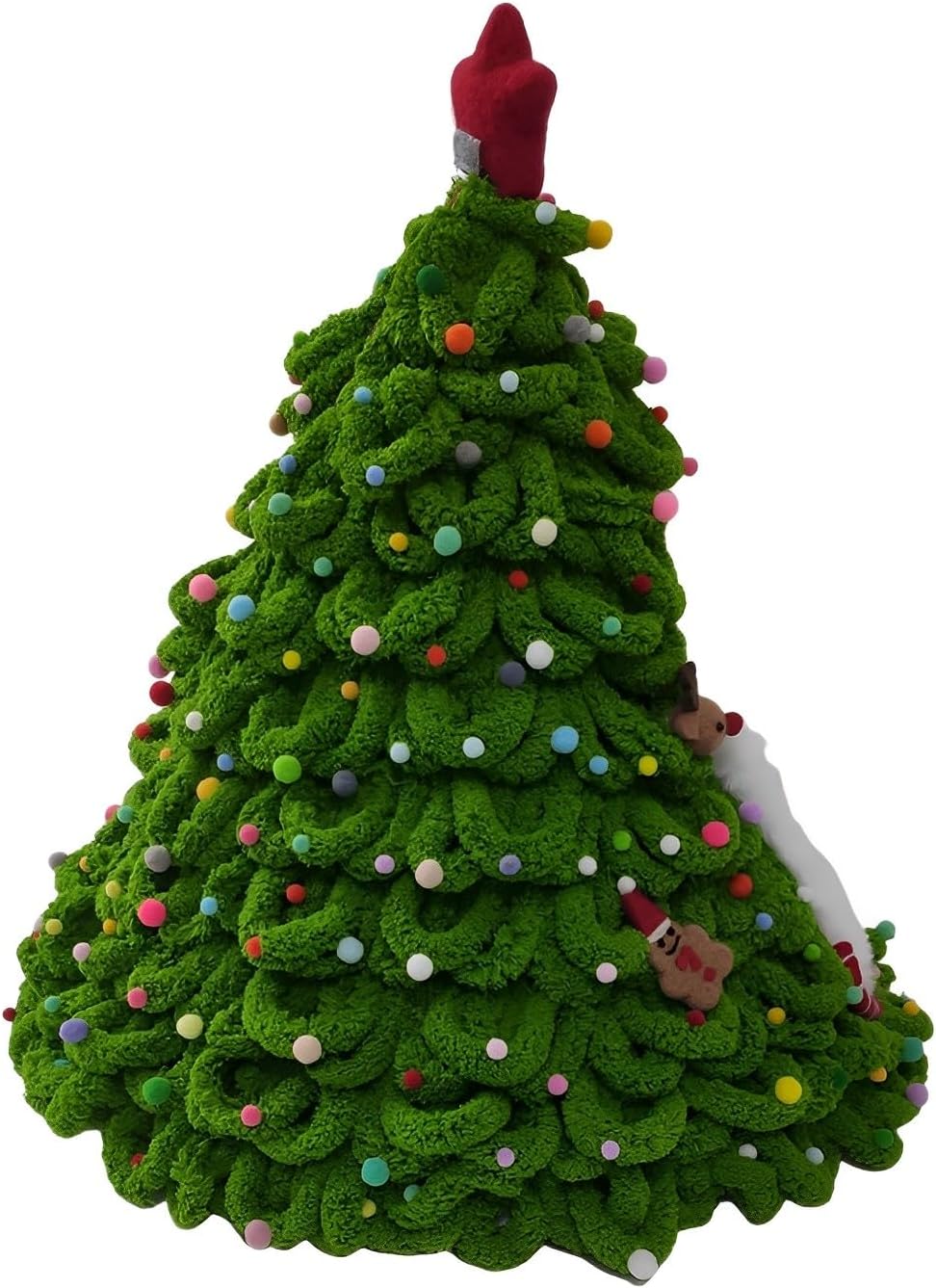 Handmade Felt Christmas Tree Cat House, Cute Christmas Cat Bed Pet Cave Cat Nest Kitten Hut Hideout Warm Cat Condo Tents in Winter - Green