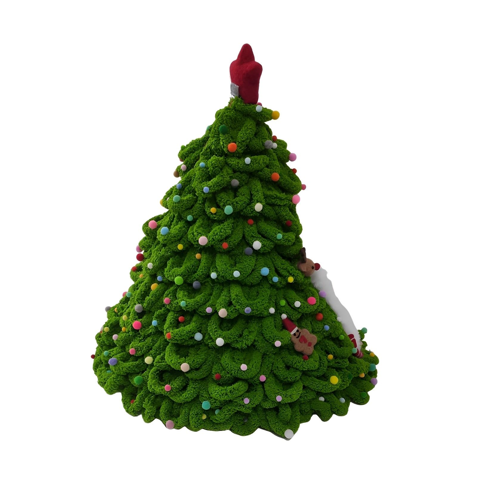 HappyERA Handmade Felt Christmas Tree Cat House, Cute Christmas Cat Bed Pet Cave Cat Nest Kitten Hut Hideout Warm Cat Condo Tents in Winter - Green