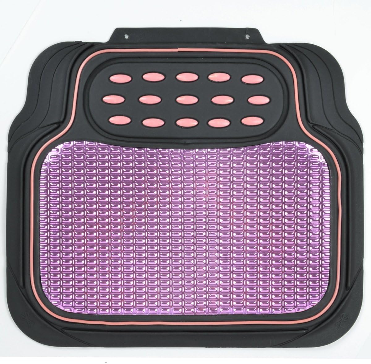 BDK 2 Tone Black & Pink Floor Mats for Cars - Metallic Top Finish Car Mats for Women & Heavy Duty Pink Car Accessories for Women - Cute Car Mats with Anti-Slip Grip Girly Mats for Cars, SUV, & Van