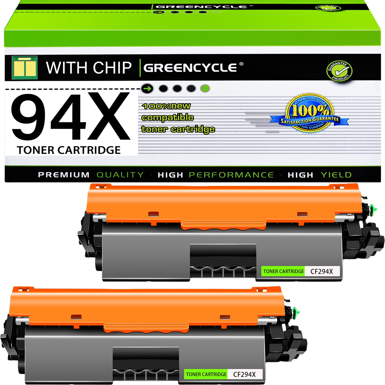 greencycle 2pk 94X High Yield Compatible Toner Cartridge Replacement for Hp 94X Black Toner Cartridge CF294X 94X 94A CF294A Work for Laser Jet Pro MFP
