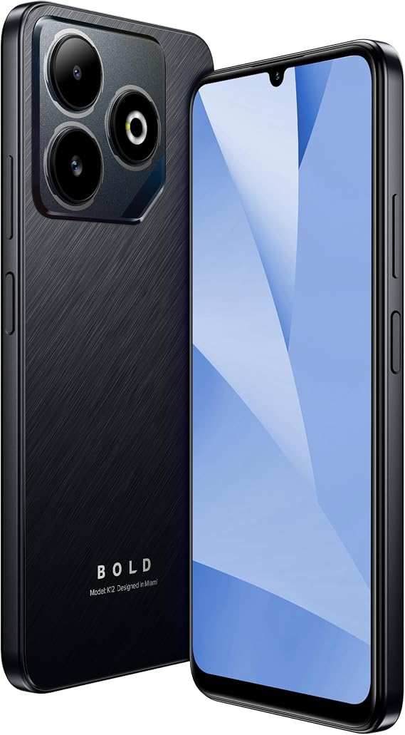 Bold K12 | 2025 | アンロック | 6.8インチ HD+ 120Hz インフィニティ ディスプレイ | 50MP メイン + 8MP 自撮りカメラ | 128GB 内部ストレージ | 米国版 | 米国保証 | ブラック ブルー