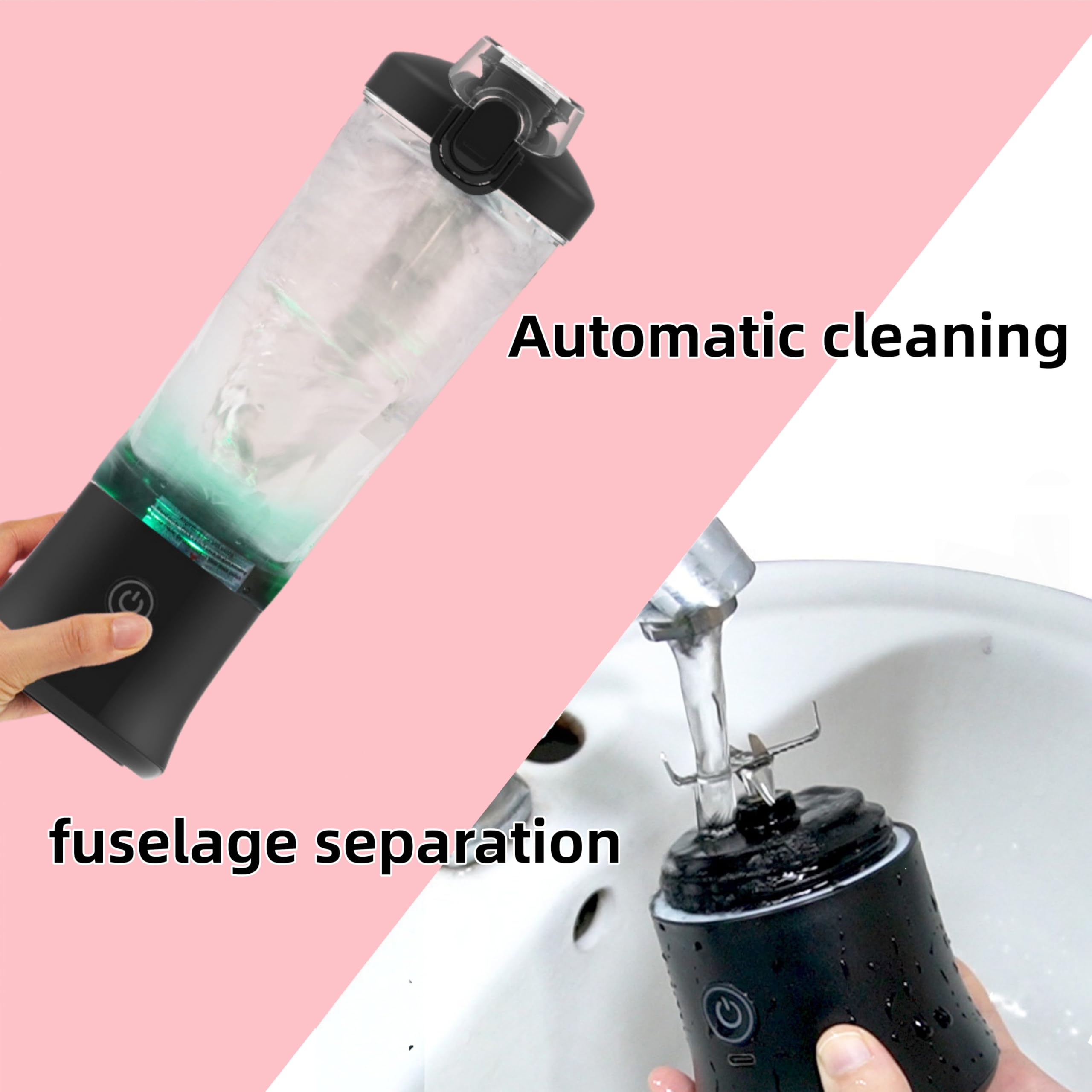 Mélangeur de jus frais portable, mélangeur à portion unique, pour milkshakes et smoothies, machine pour cuisine, bureau, salle de sport, 4000 mAh (noir)