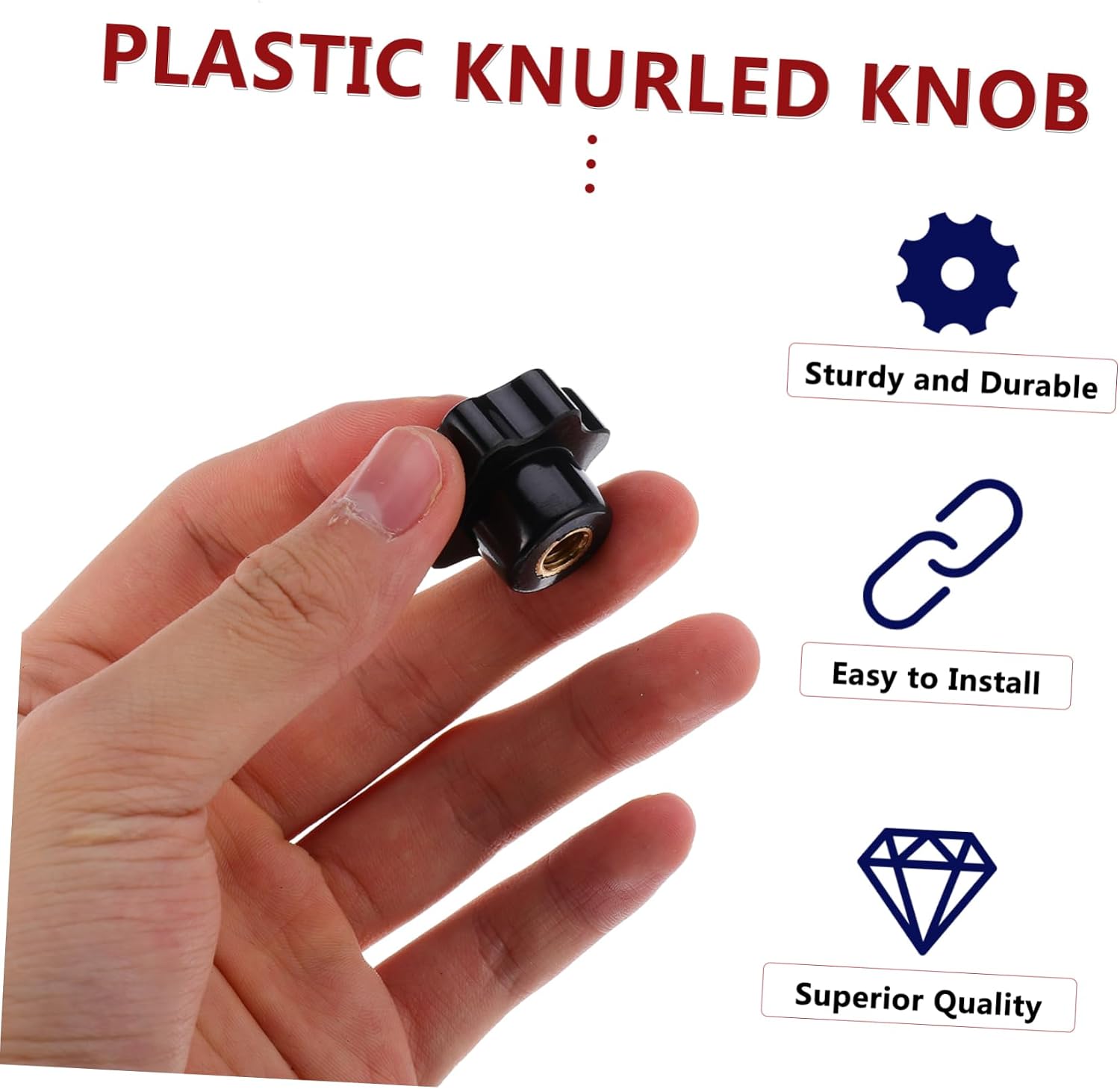 12pcs Plastic Star Shape Knurled Clamping Nuts Threaded Hand Knob Handles Fit for Machinery Equipment