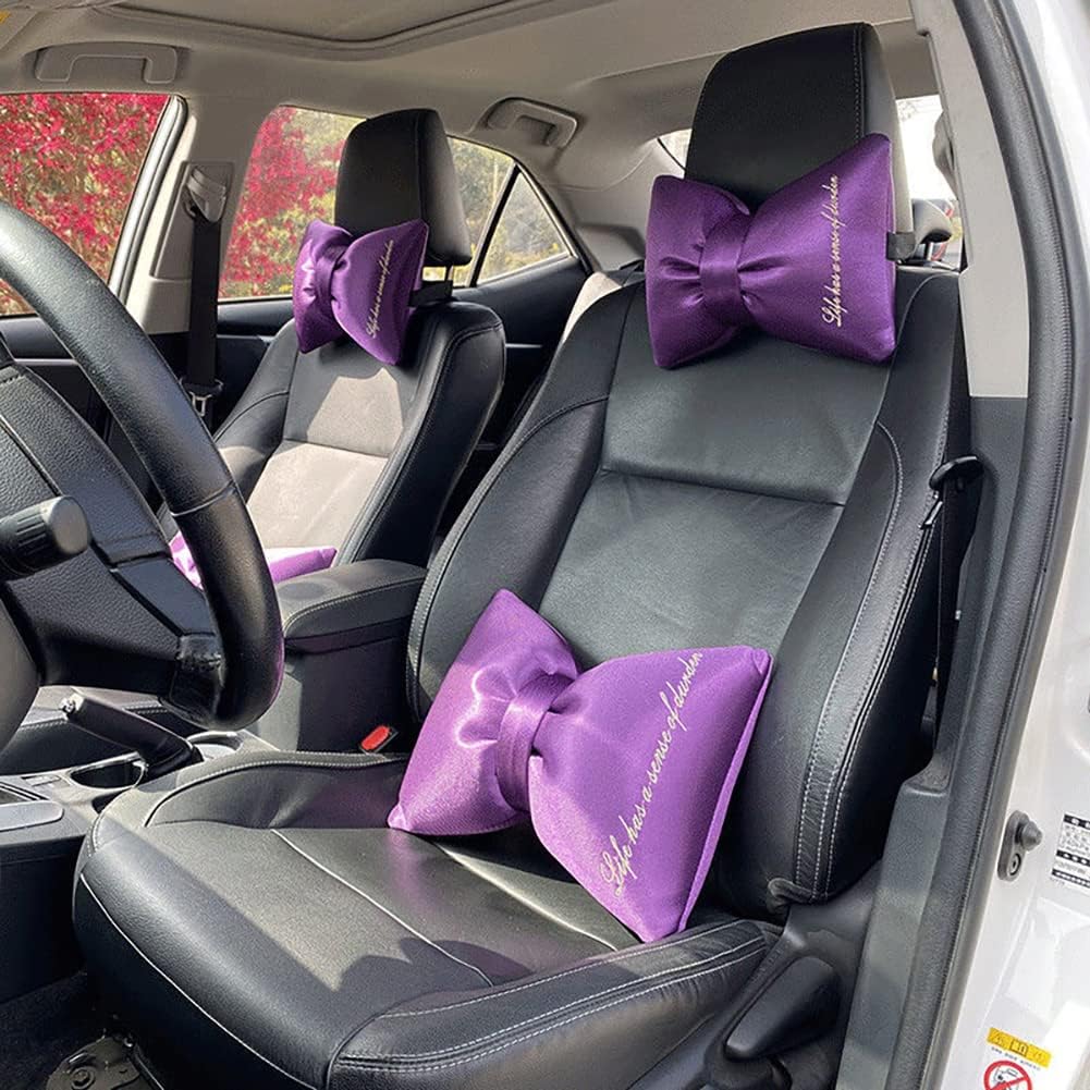 seemehappy Velvet Bowknot Car Neck Pillow Headrest Pillows