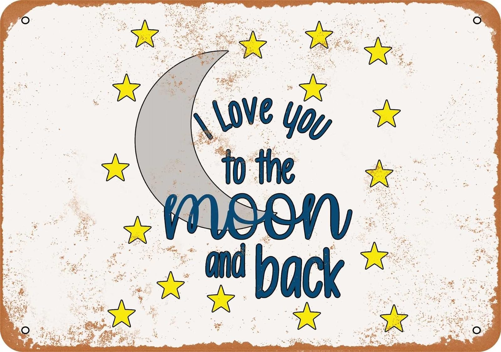 Miaomansenstore Metal Sign - I Love You To The Moon And Back - Vintage Look Home Decor