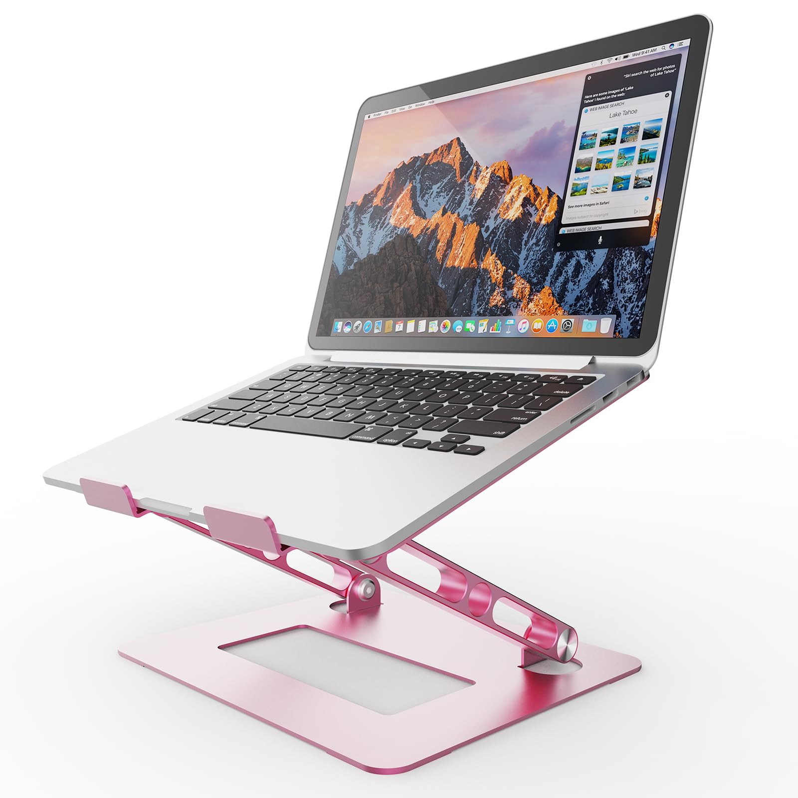 LETTON Pink Adjustable Laptop Stand for Desk, Portable Laptop Riser, Aluminum Foldable Computer Stand, Ergonomic Computer Laptop Holder Desktop Tray for Tablet Notebook MacBook Air Pro, Dell, HP