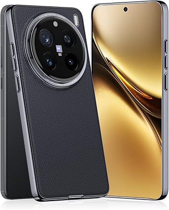 Case for Vivo X200,Premium Leather Slim Electroplated Case, Upgraded Full Camera Protection, Drop Protection Mobile Phone Case Protective Cover Compatible with Vivo X200 Black