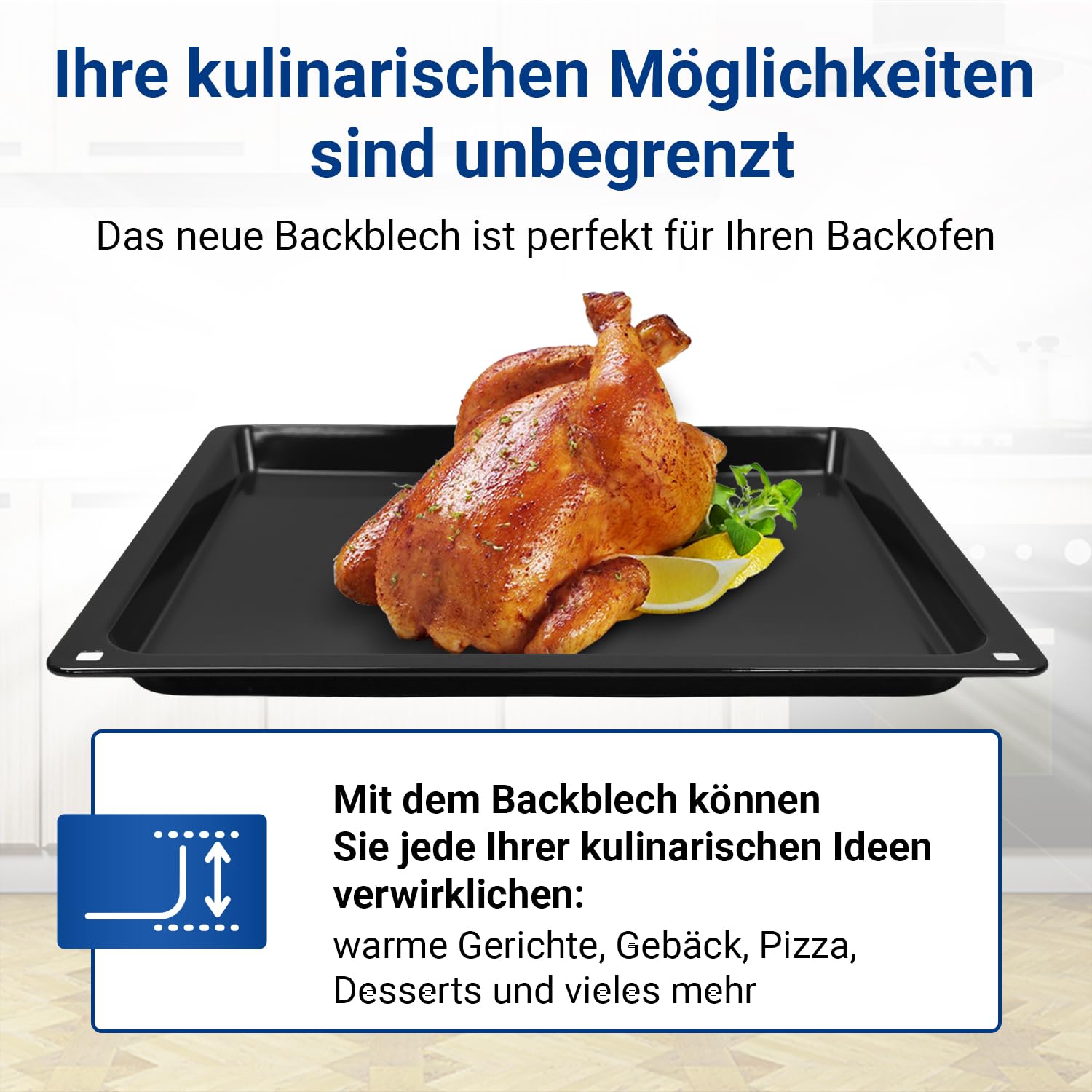 VIOKS Backblech 455 x 375 x 30 mm Backofen Ersatz für Neff Z12CB10A0