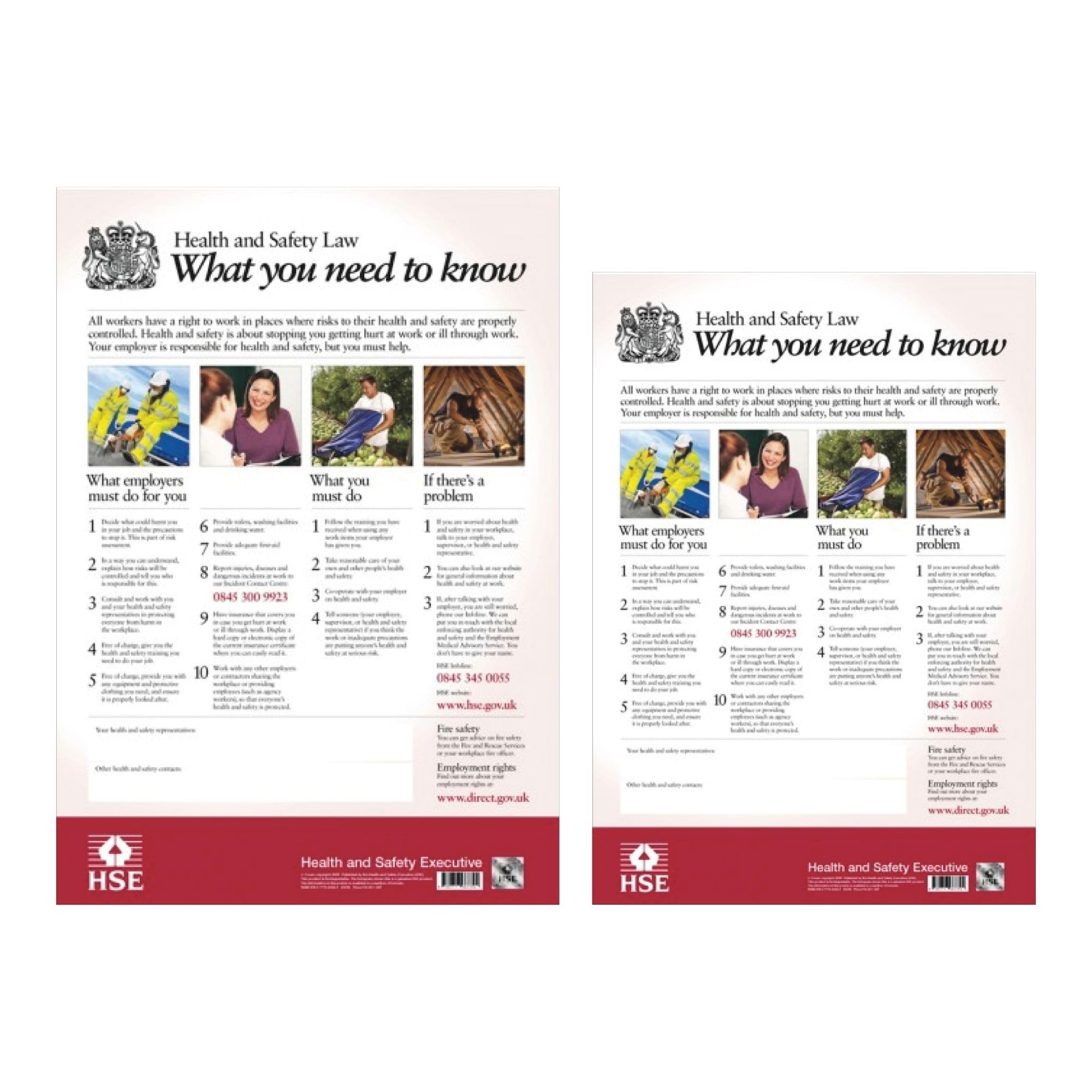 Health and Safety Law Poster 2026-2 Pack HSE Poster (A2 and A3 Laminated Office Sign) - Easy-to-Read Workplace Information Display - Durable Safety Sign for Office, Warehouse & Site Use UK