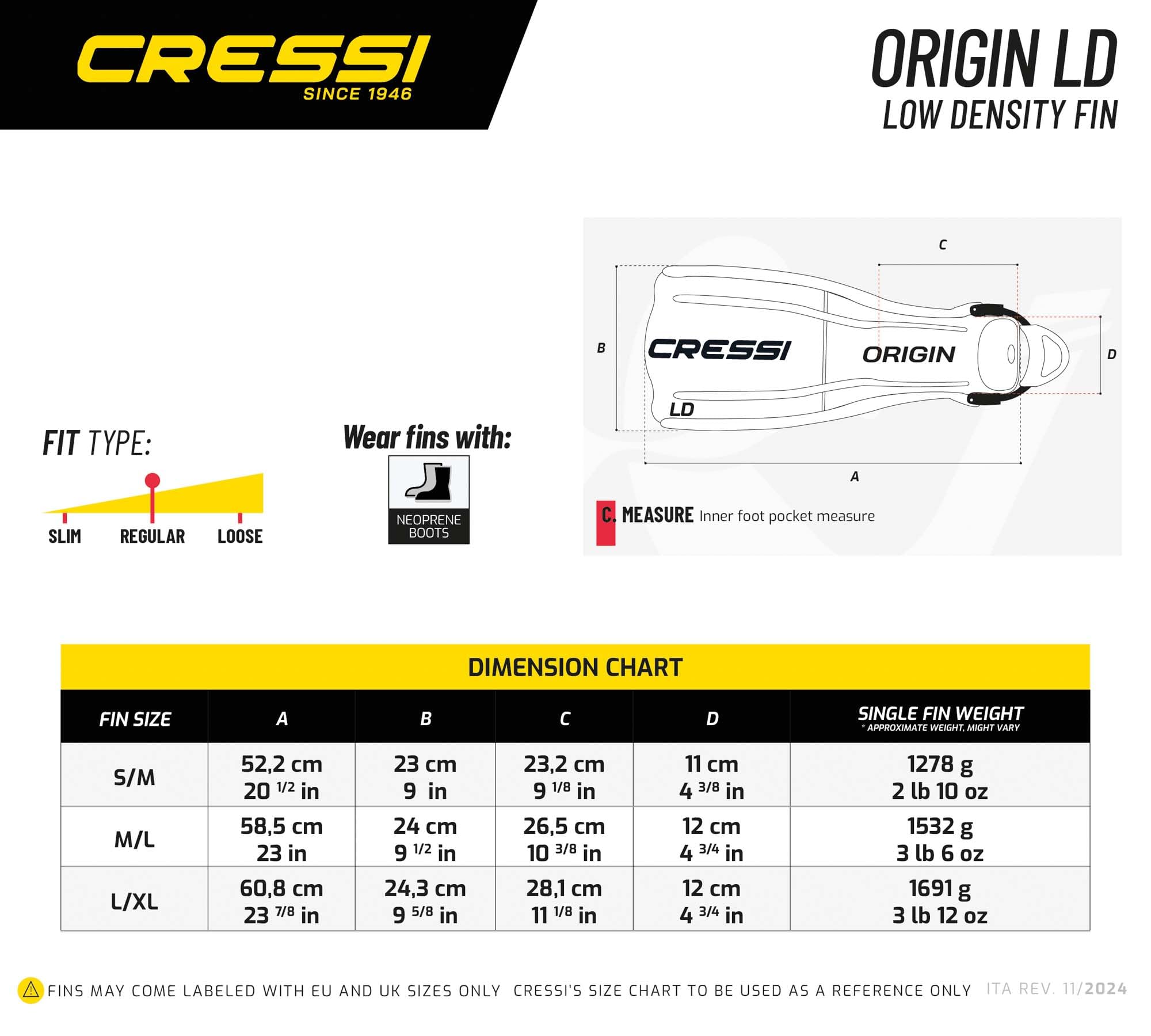 Cressi Origin LD - Pinne Aperte Regolabili sul Tallone Unisex Adulto