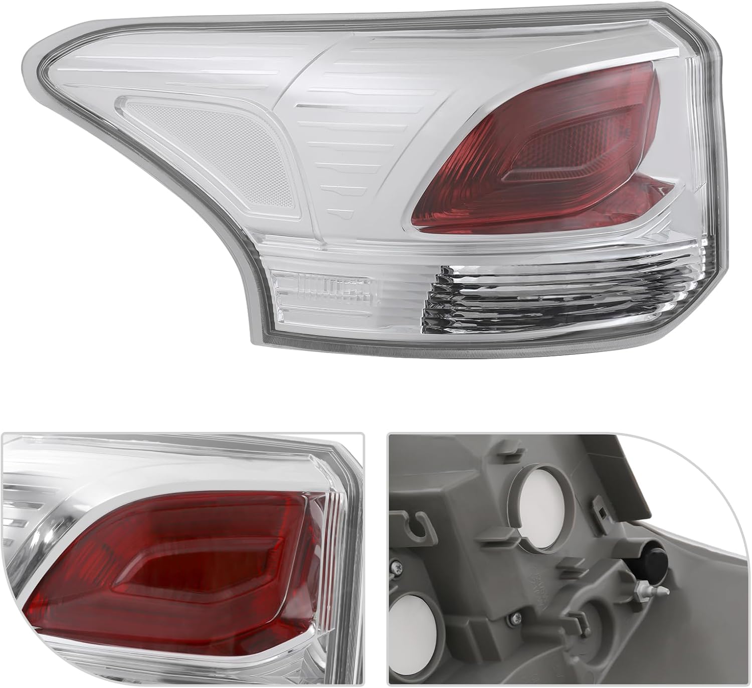 LYNICESHOP Halogen Tail Light Pair for 2013-2015 Mitsubishi Outlander, Rear Tail Lamp Assembly Replacement with Chrome Housing OE 8330B107 8330B108 (Left Driver Side)