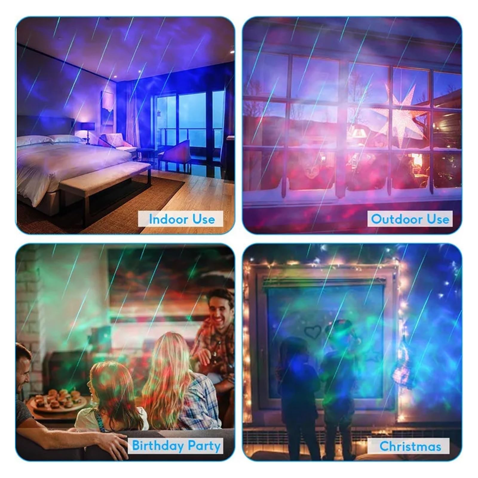 Projektor Weihnachten, Weihnachtsprojektorlicht mit Fernbedienung, Außenlandschaftslichter for Weihnachtsgeschenkparty-Gartenurlaubsbeleuchtung(Meteor Shower,2X Projectors)