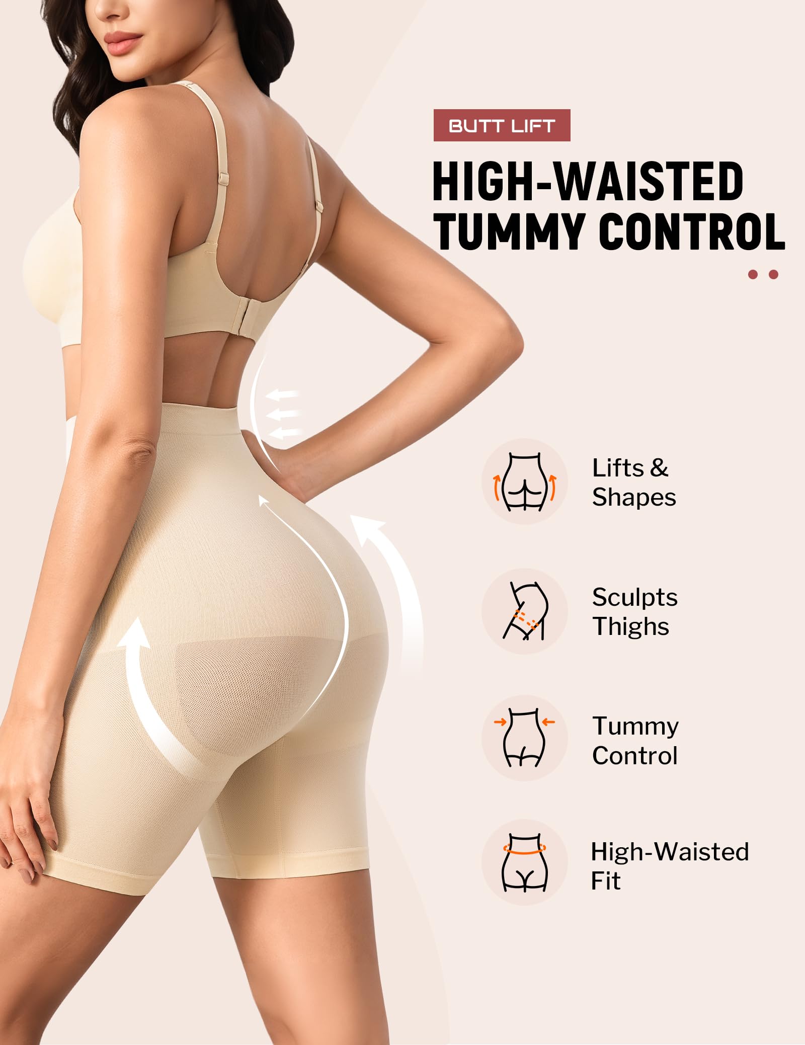 Shapewear Tummy Control Shorts for Women, High Waisted Shapewear Shorts