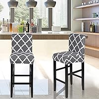 Vista 8 de SearchI Paquete de 4 fundas para silla, fundas elásticas para taburetes de bar, extraíbles y lavables, estampadas, fundas para sillas de taburete