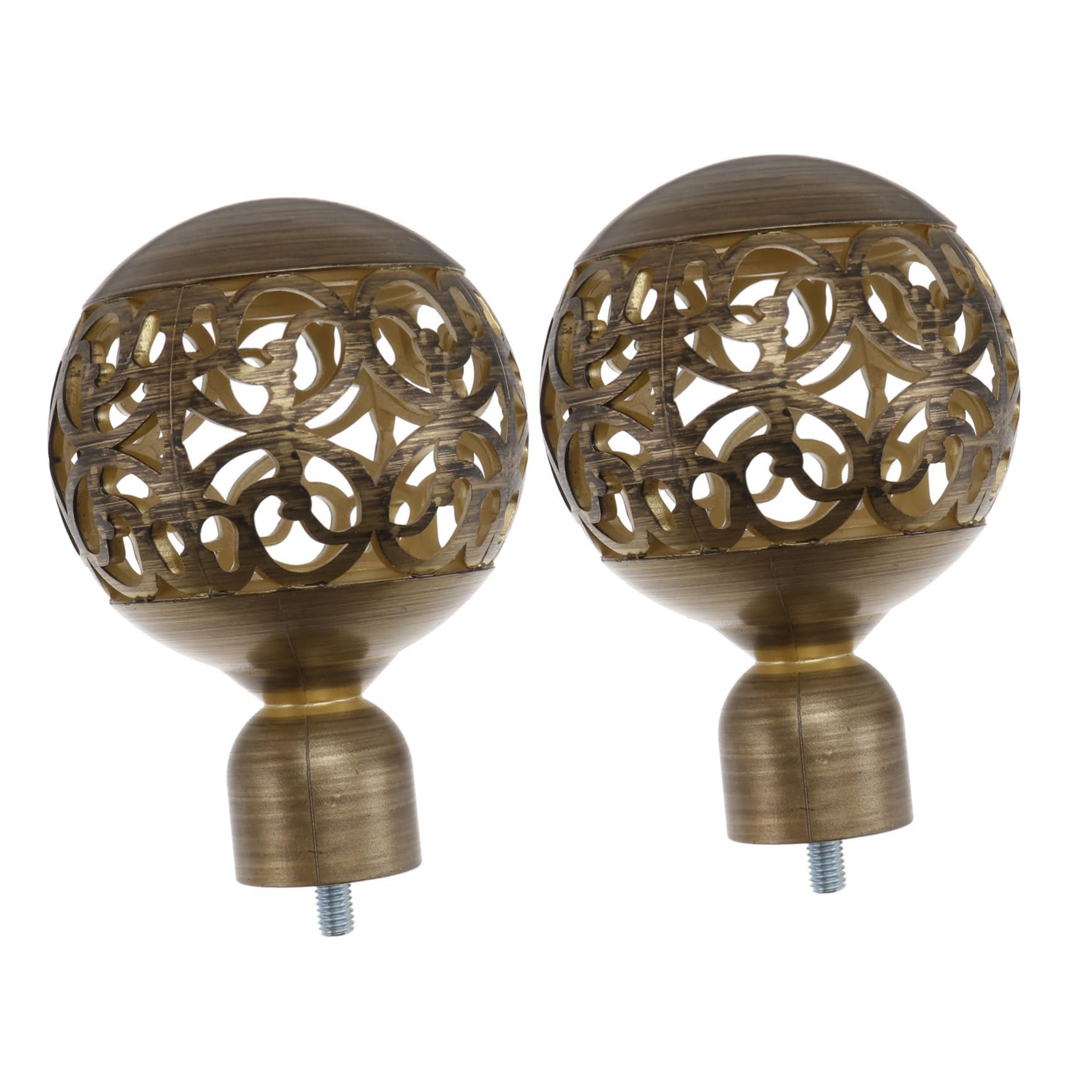 Happyyami 2Pcs Decorative Curtain Rod Finials Elegant Hollow Design Accessories for Home Decor for Curtain Rods Easy Installation Attractive Window Treatment Decor