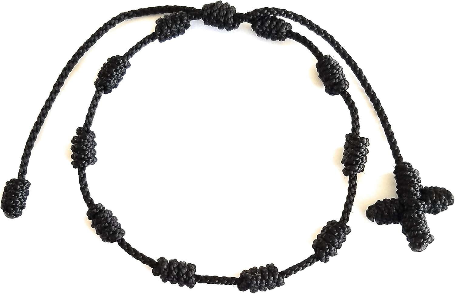 Lucky Charms USA Rosary Bracelet, Pulsera Decenario, Cross Bracelet 10 Knots with hand-Woven Cross, Waterproof, Adjustable, Unisex