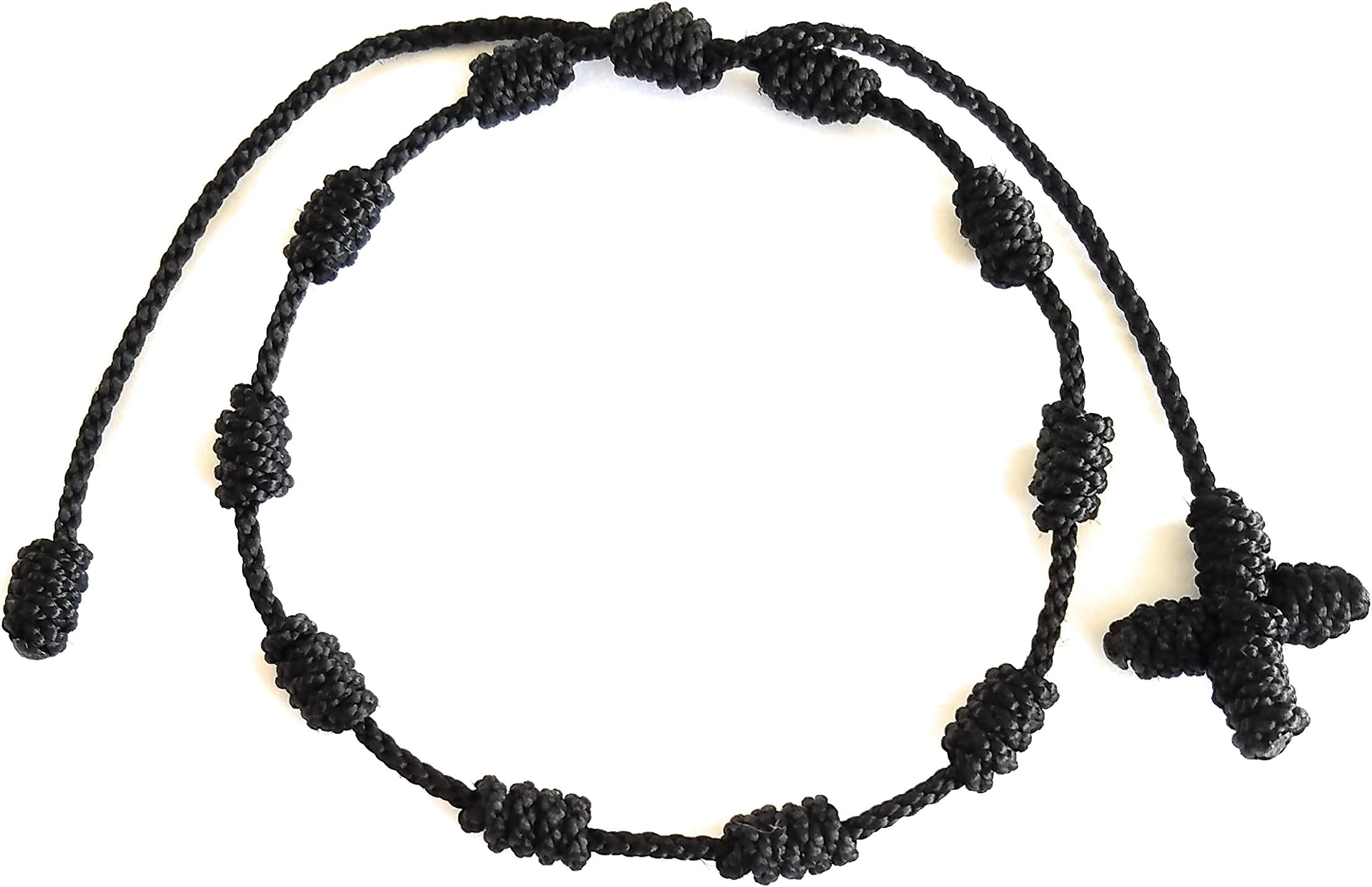 Lucky Charms USARosary Bracelet, Pulsera Decenario, Cross Bracelet 10 Knots with hand-Woven Cross, Waterproof, Adjustable, Unisex