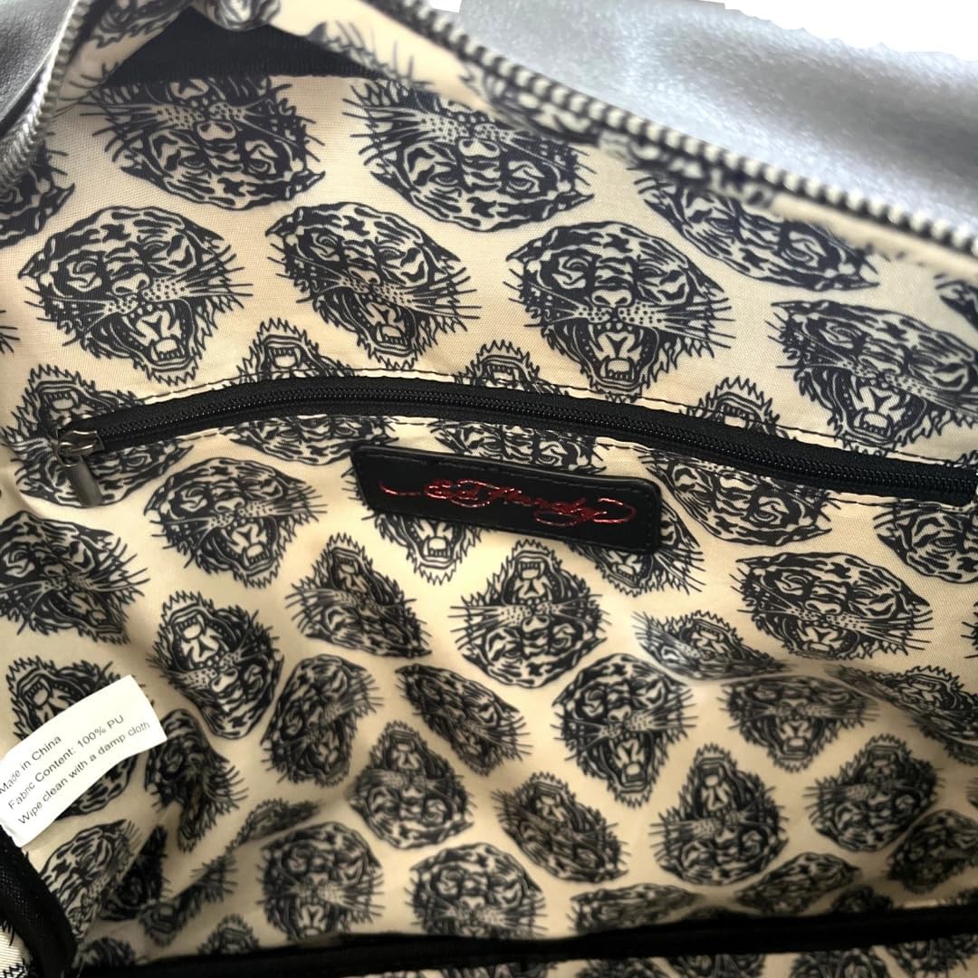 ED HARDY Japanese Geisha Tattoo Art Studded Tote Satchel Crossbody Black