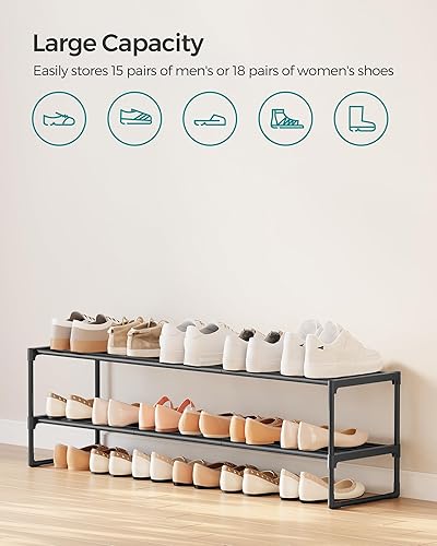 Miniatura 5 de SONGMICS Zapatero, Organizador de Zapatos de 2 Niveles, Estante de Almacenamiento de Metal, Vertical o Invertido, para 15-18 Pares, Apilable, para