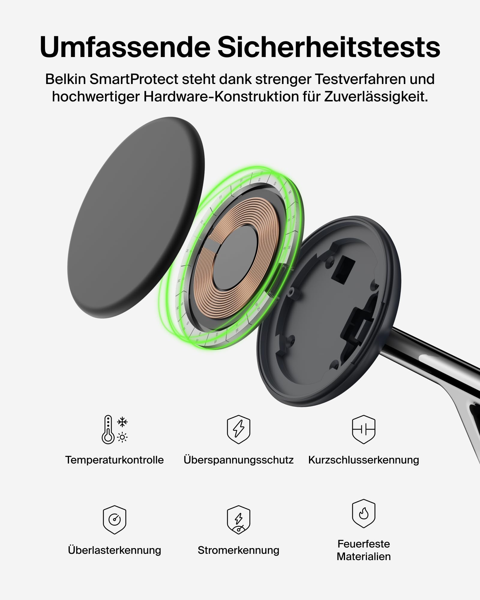 Belkin UltraCharge 3-in-1 Induktive Ladestation mit Qi2, 25W – Schwarz | Qi2.2-zertifiziert, MagSafe Kompatibles Kabelloses Ladegerät für iPhone, Apple Watch, Kopfhörer; USB-C-Kabel, 45W Netzteil
