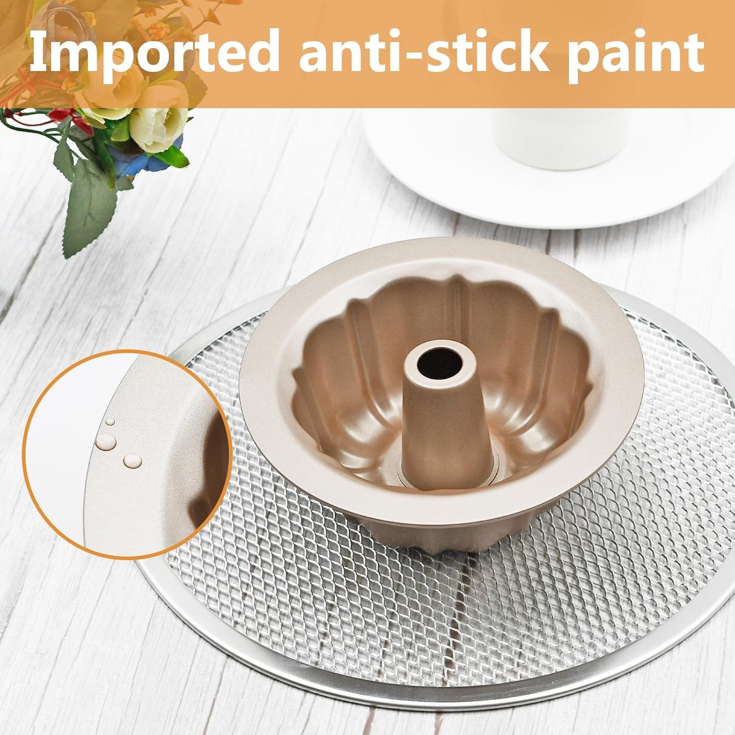 BSDLZCH 11.5cm Mini Cake Pan, Carbon Steel Round Fluted Tube Cake Pan - Image 3