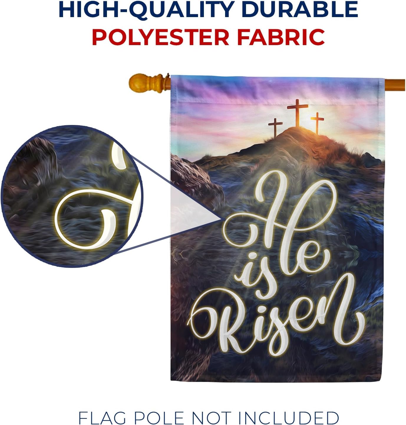 America Forever He is Risen Easter House Flag 28 x 40 inch Double Sided Religious Cross Christian Celebration Small Holiday Seasonal Day Flags for Outdoor Yard Lawn Decoration