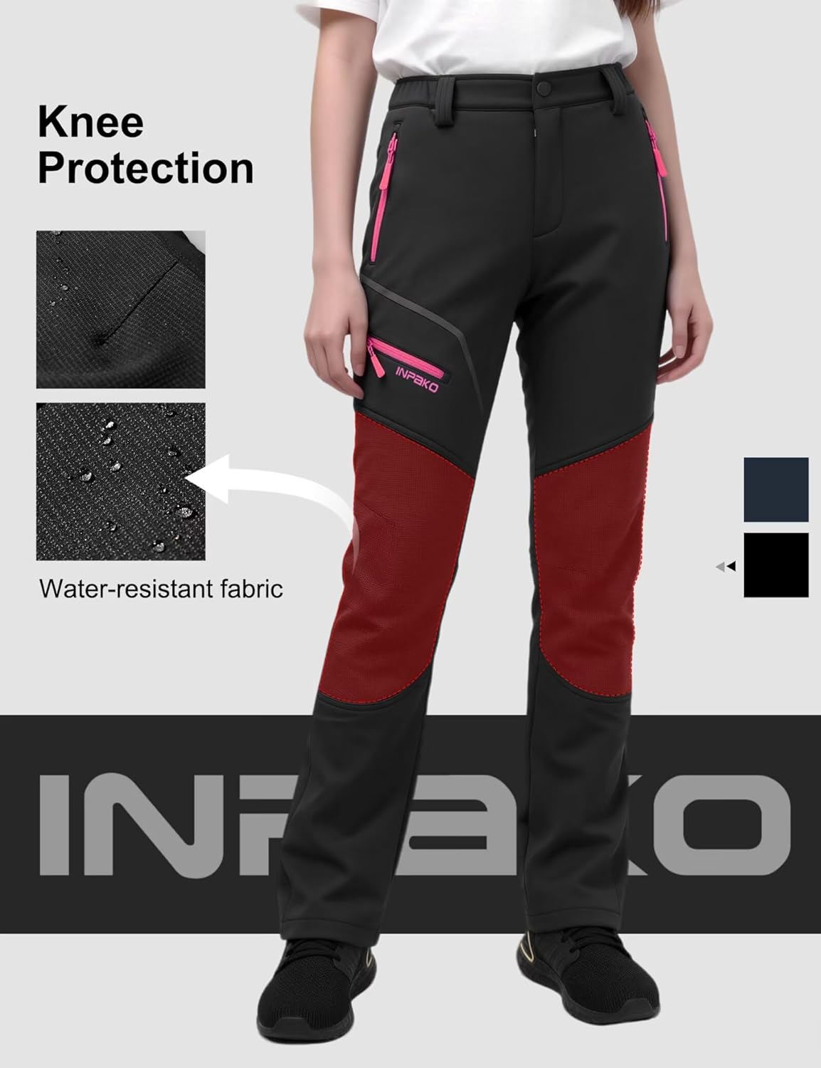 Women's Winter Hiking Pants Fleece Lined Waterproof Windproof Snow Insulated Pants Small - Image 4