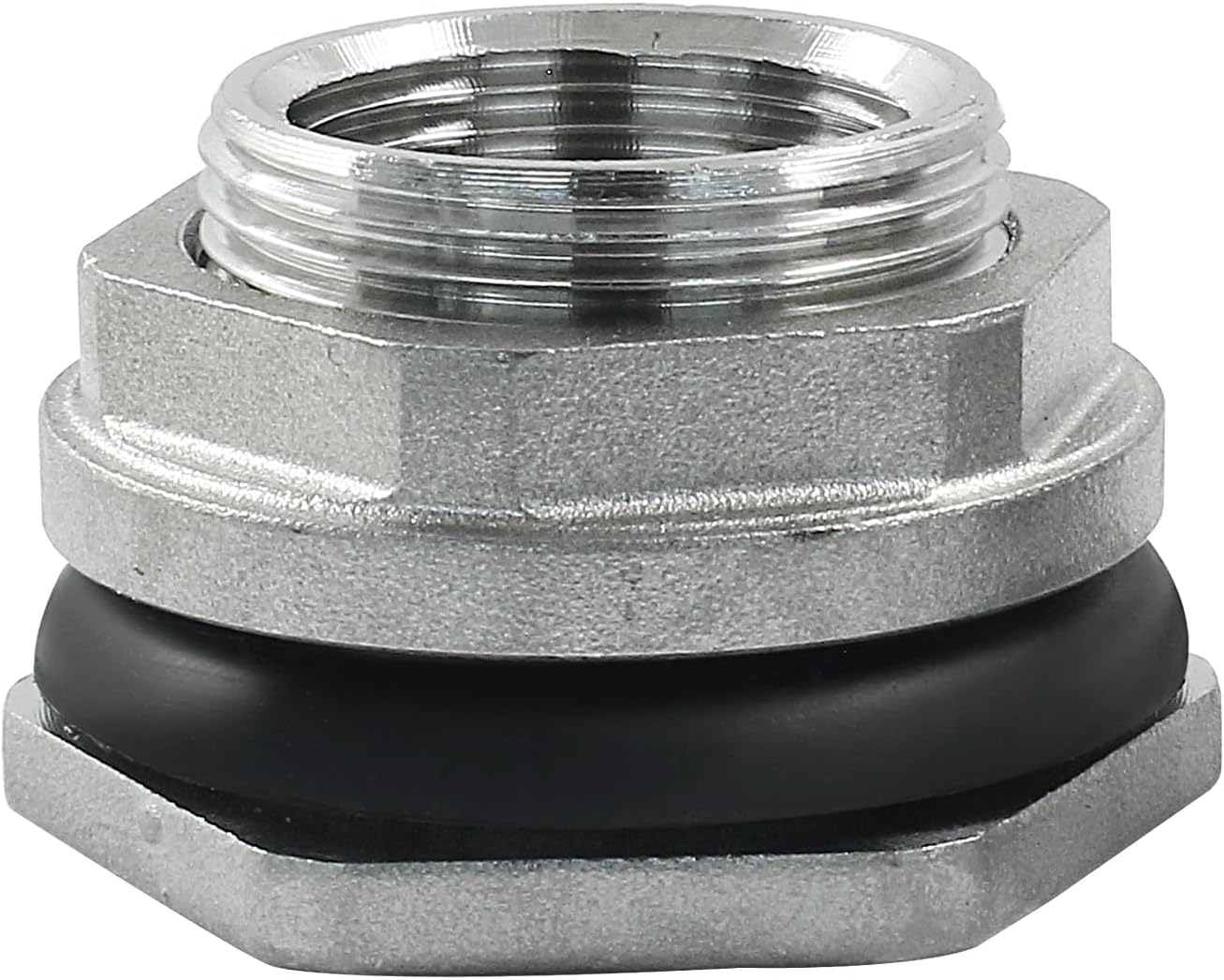 2 Pack Bulkhead Water Tank Fitting, 1/2" Stainless Steel Thru-bulk Fitting with Rubber Rings for Water Tank Aquarium Rain Barrels (Female 1/2" and Male 3/4")