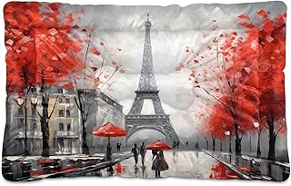 Kigai Paris Tower Street Dog Bed Machine Washable Pet Bed Mattress Comfortable Soft Pet Bed Mat Non-Slip Bottom Couch for Small Medium Dogs,24x18 Inch