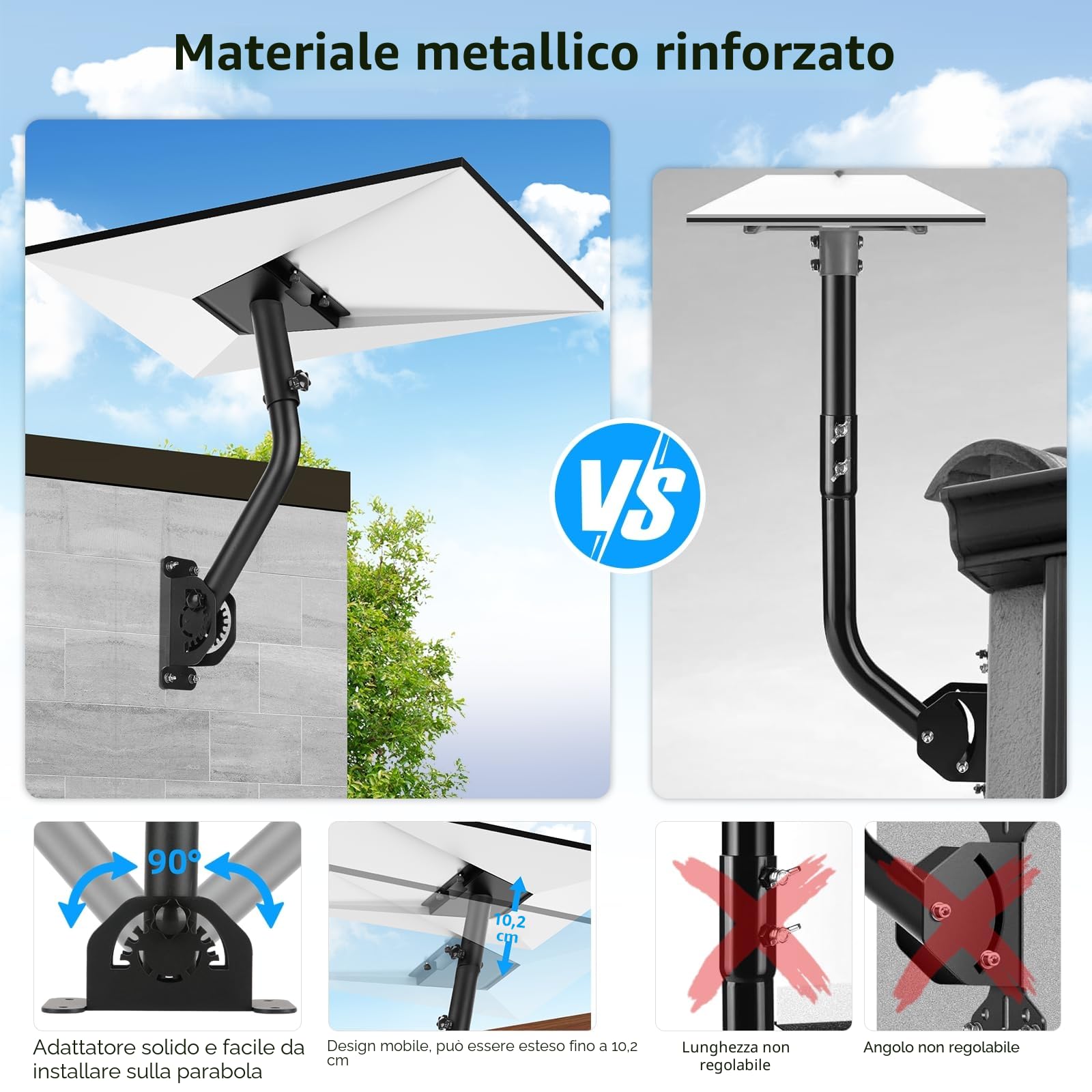 Supporto Starlink Gen 3, Kit di Montaggio Regolabile Compatibile con l'Antenna Standard V3 di Starlink,360 ° regolabile V3 montaggio a parete, Supporto per Parete/Tetto per Starlink.