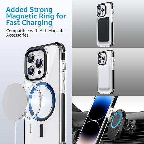 Miniatura 4 de Moupiro Funda magnética para iPhone 15 Pro Max compatible con MagSafe búfer de esquina Funda suave y rígida que no se amarillenta para iPhone 15 Pro