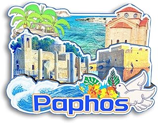 Kühlschrankmagnet Paphos Zypern Kühlschrankmagnet Stadt Reise Souvenirs Touristengeschenke 3D klassische Sehenswürdigkeiten handgefertigt Handwerk Heimdekoration 2022