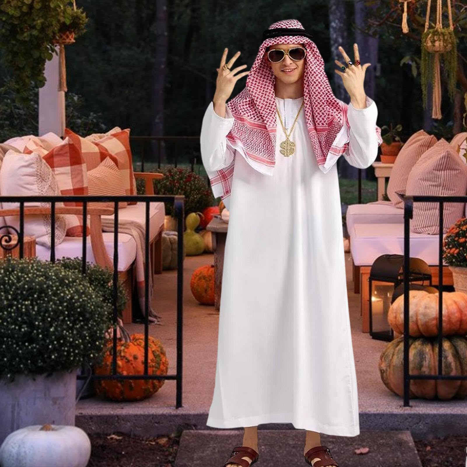 Zestaw kostiumów arabskich, fantazyjne przebrania, akcesoria do cosplay, męski strój z Bliskiego Wschodu, przebieranki, odgrywanie ról na imprezę, karnawał, Boże Narodzenie, występy sceniczne
