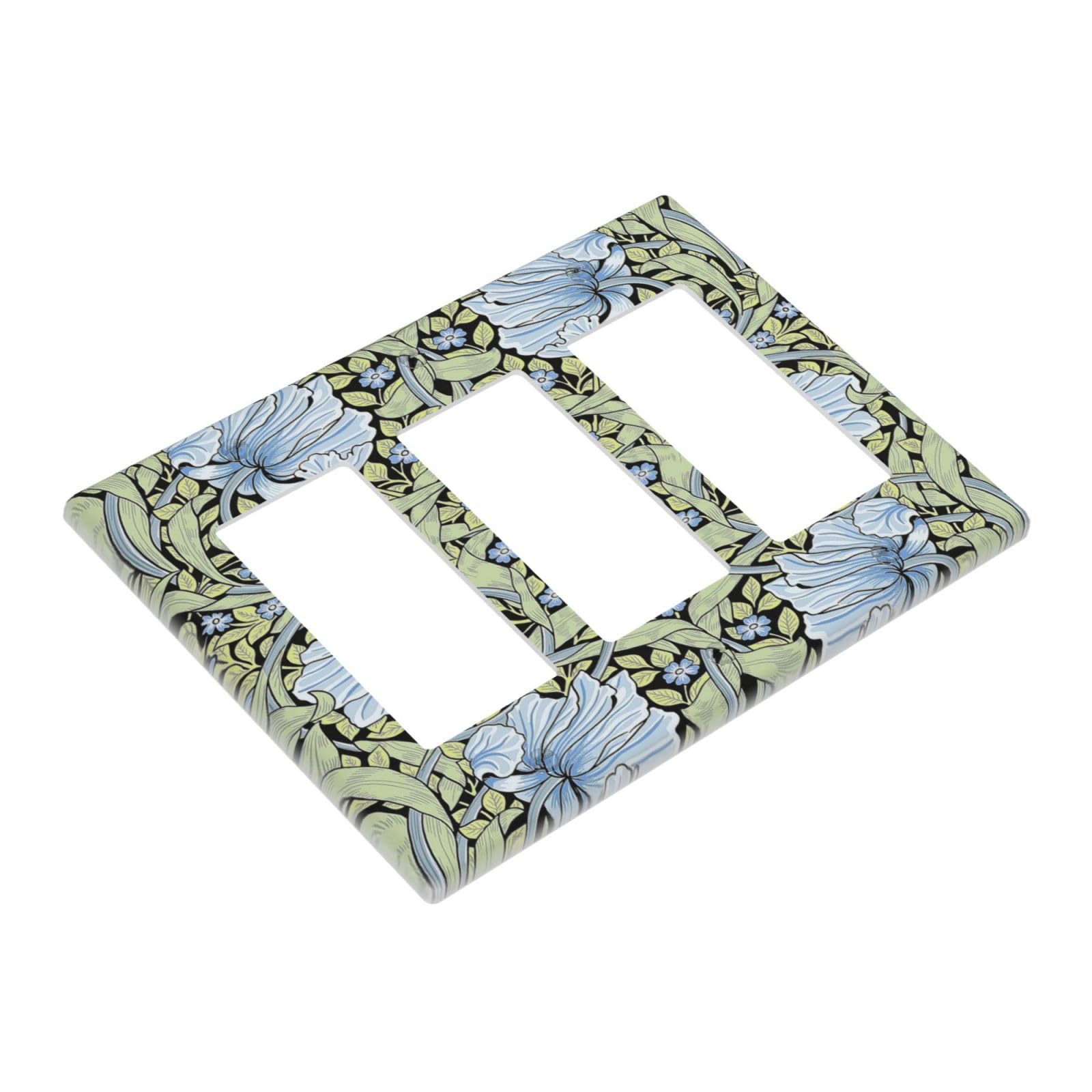 Vintage Morris Blue Floral Green Botanical Sage 3 Gang Rocker